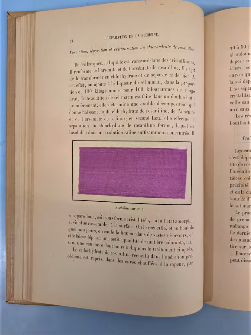 échantillon couleur Fuchsine sur soie