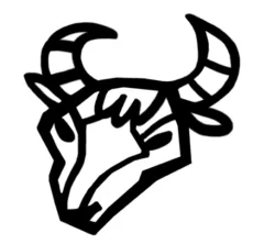 Dessin en noir et blanc d'un caprin à deux cornes